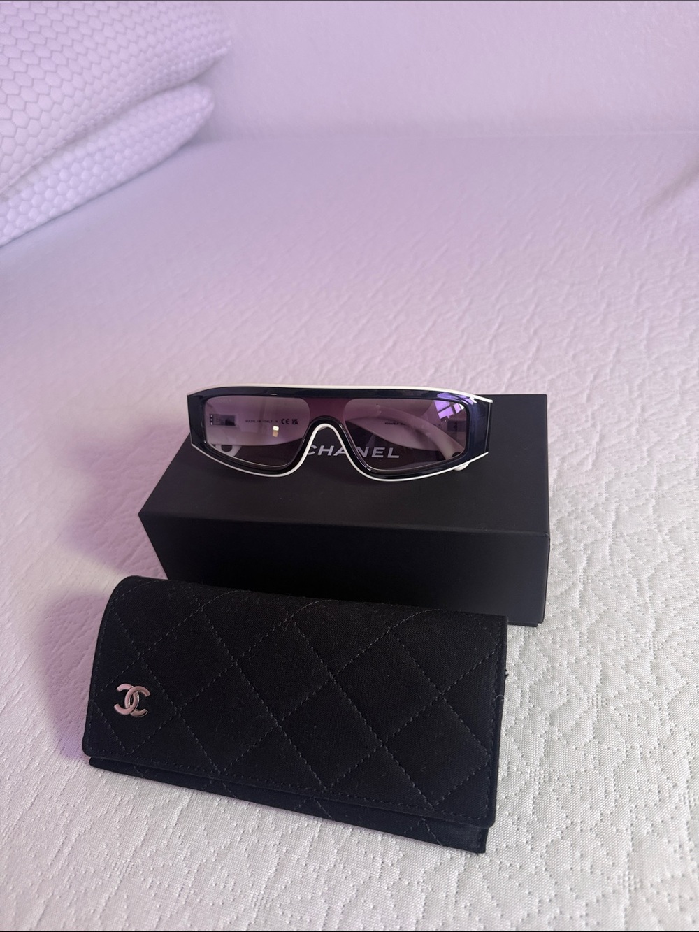 CHANEL Black Shield Sunglasses